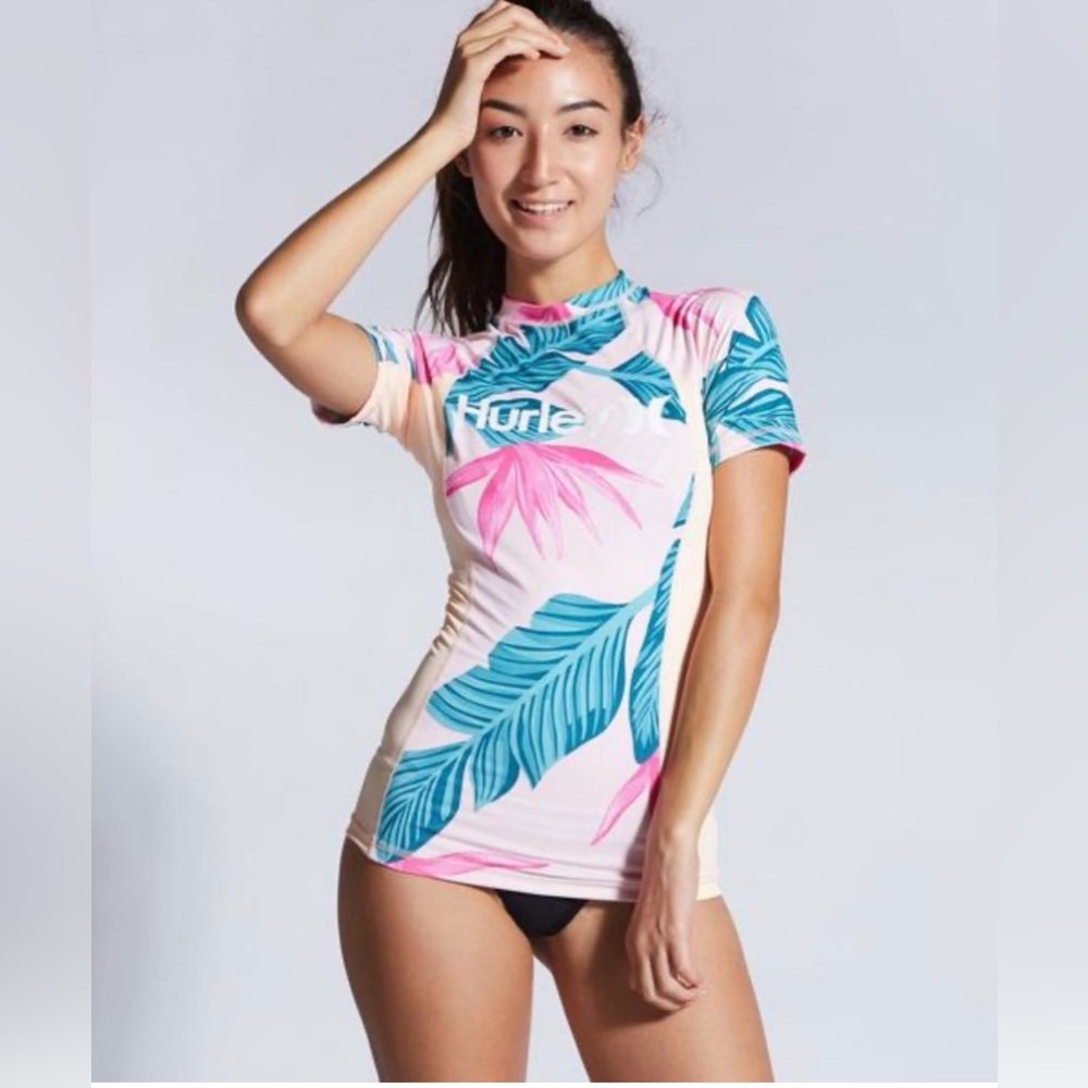 Hurley Leaf Print RashGuard medium UPF 50
